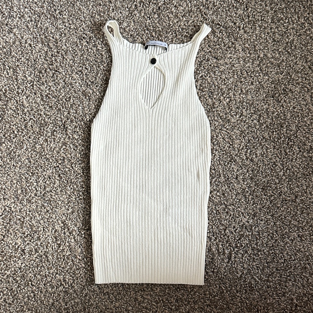 White Ribbed Tank Top